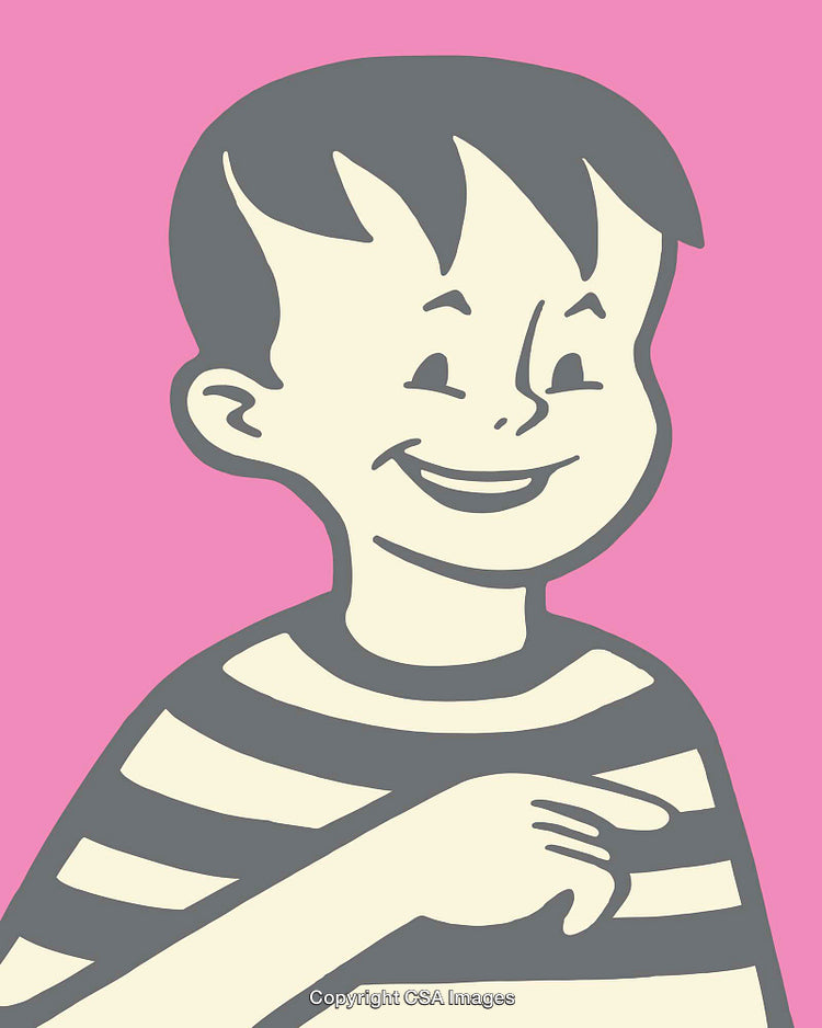 Cheerful Cartoon Boy Illustrated in Colorful Line Art Style