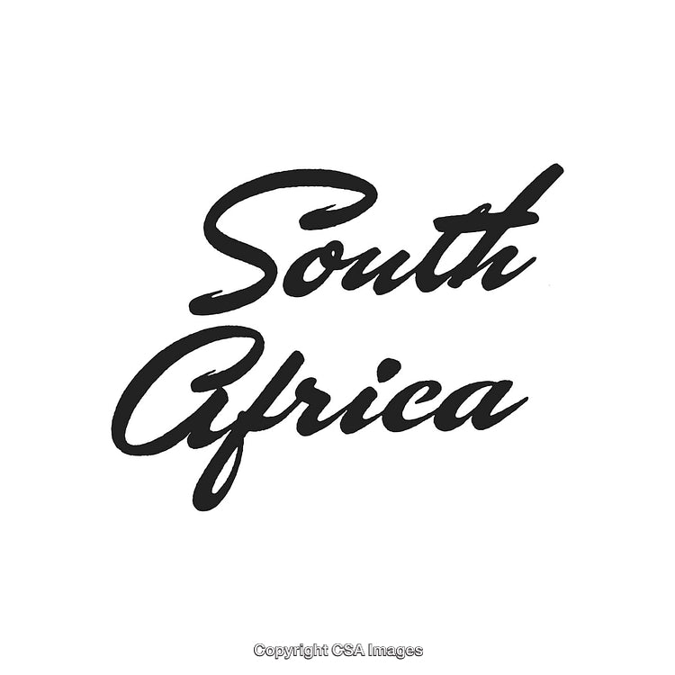 Stylized 'South Africa' Text in Elegant Black Script on White Background