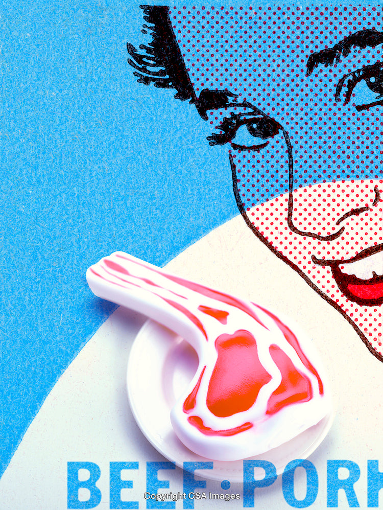 Pop Art Style Image of Meat Toy with Playful Retro Vibe
