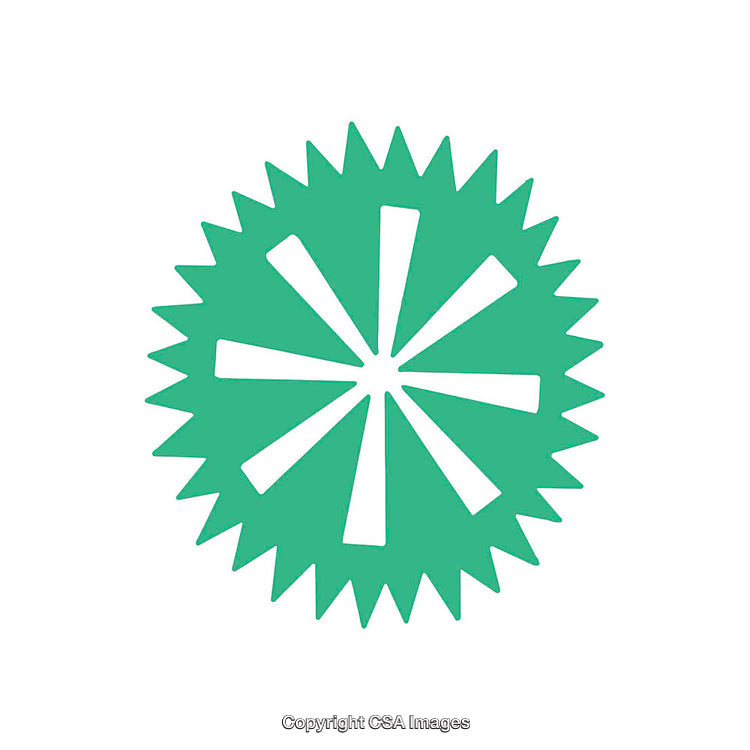 Green Abstract Spiked Circle With Symmetrical White Lines Inside