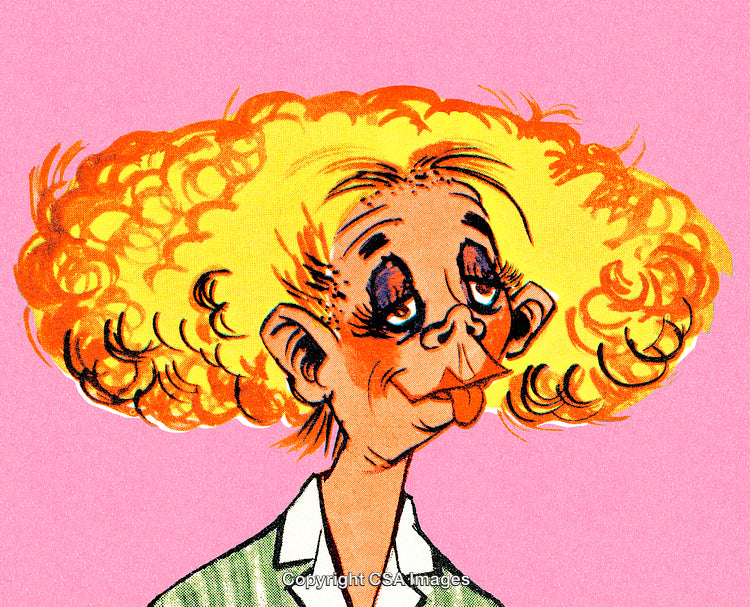Cartoon Illustration of Smiling Person With Large Yellow Hair