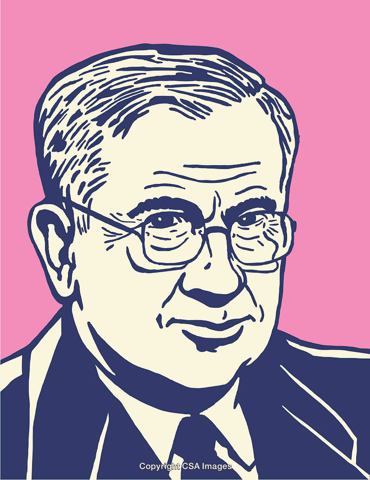 Vintage Style Portrait in Line Art Against Colorful Pink Background