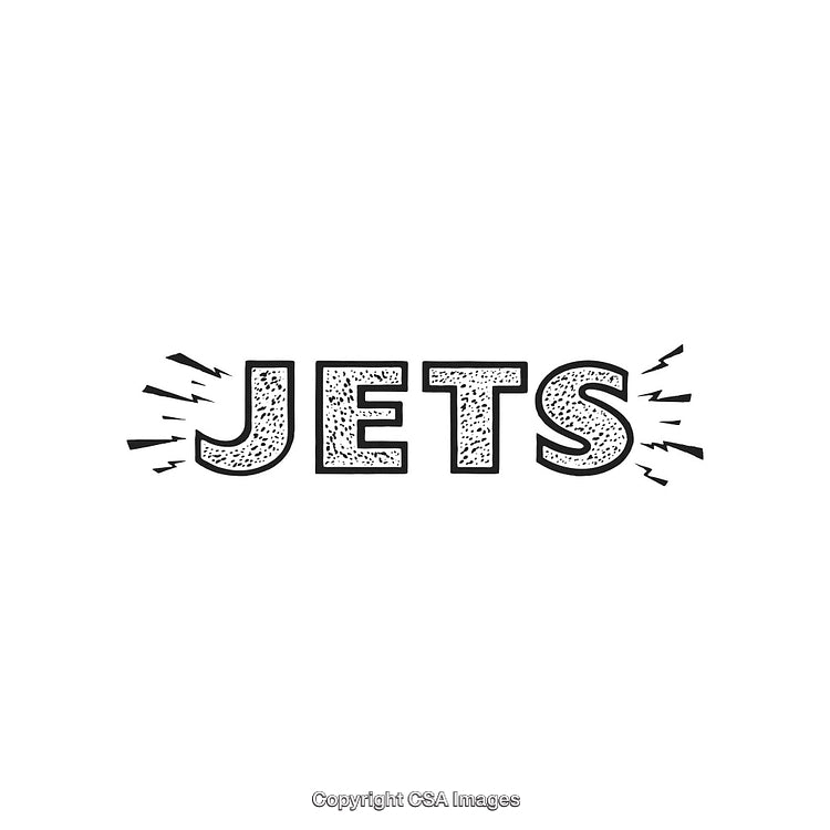 Stylish Monochrome Text Design with the Word 'Jets' in Bold Font