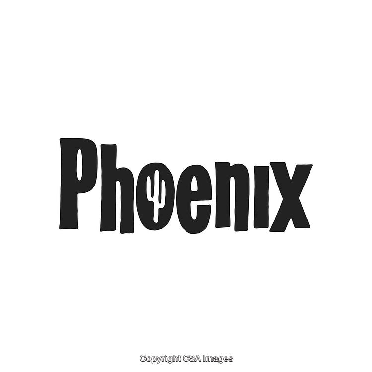 Stylized Phoenix Logo Featuring Cactus Element With Bold Black Typographic Design