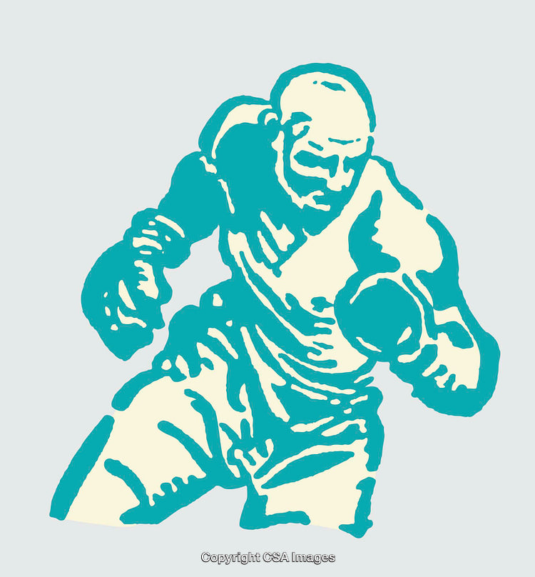 Illustration of a Determined Boxer in a Fighting Stance