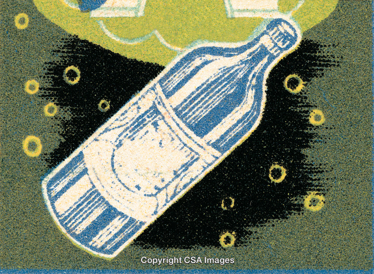 Vintage Stylized Bottle Illustration with Retro Dotted Pattern