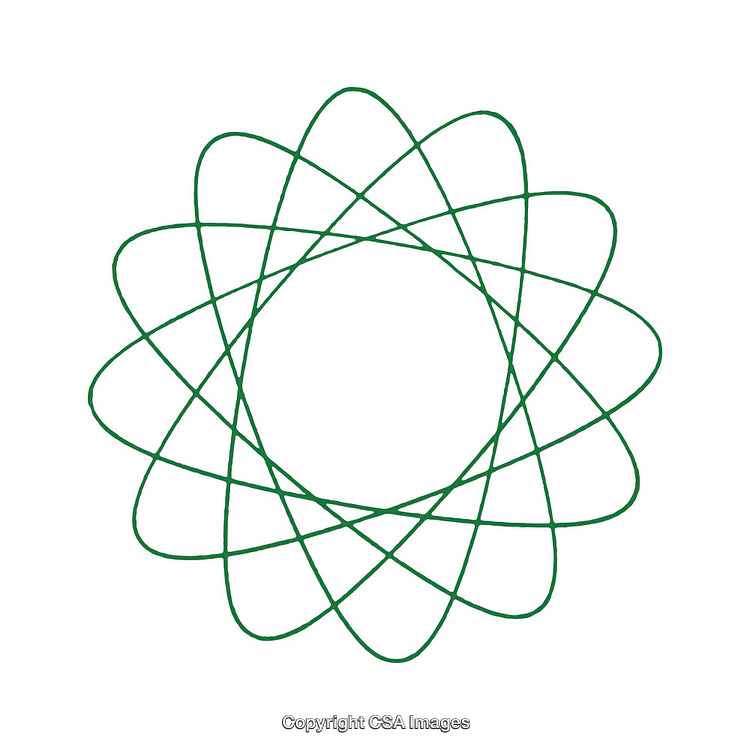 Green Intersecting Curves Forming a Floral Geometric Design on White