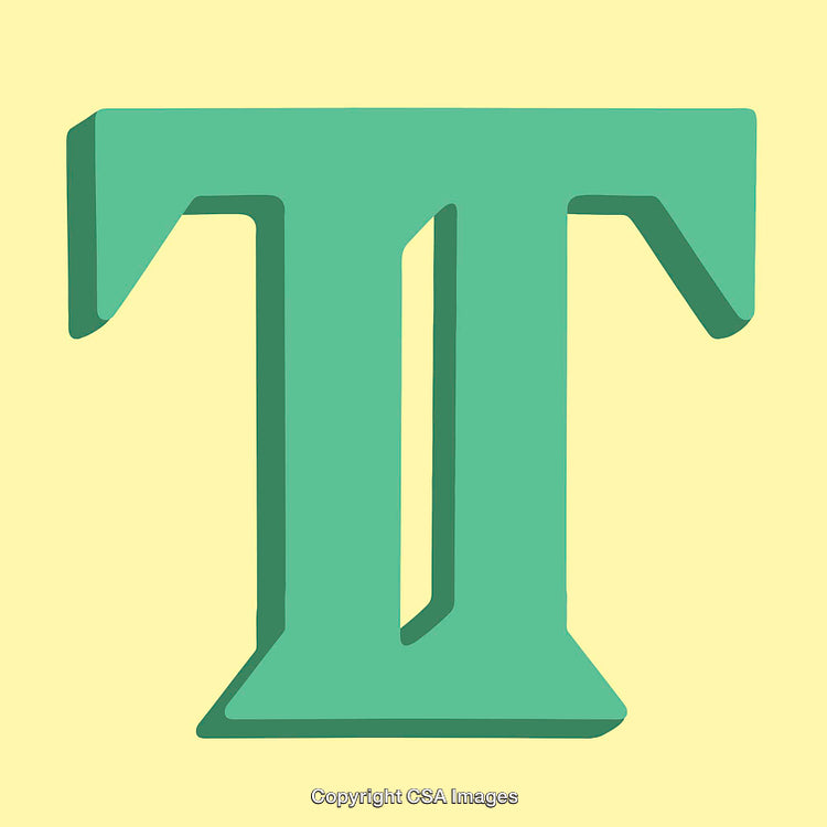 Bold Green Letter T Illustration on a Light Yellow Background