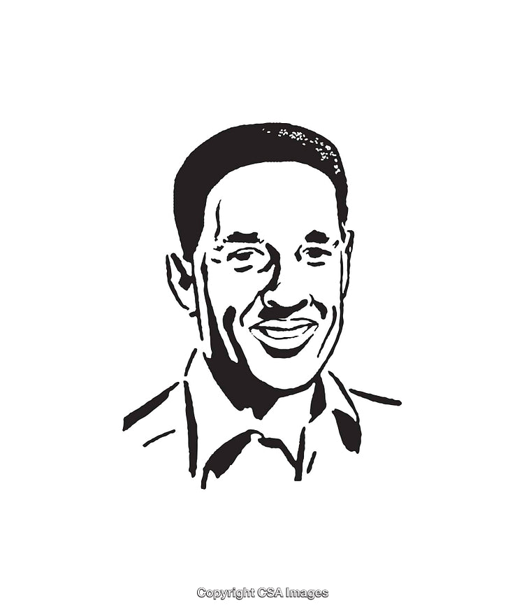 Black-and-White Line Art of a Smiling Person