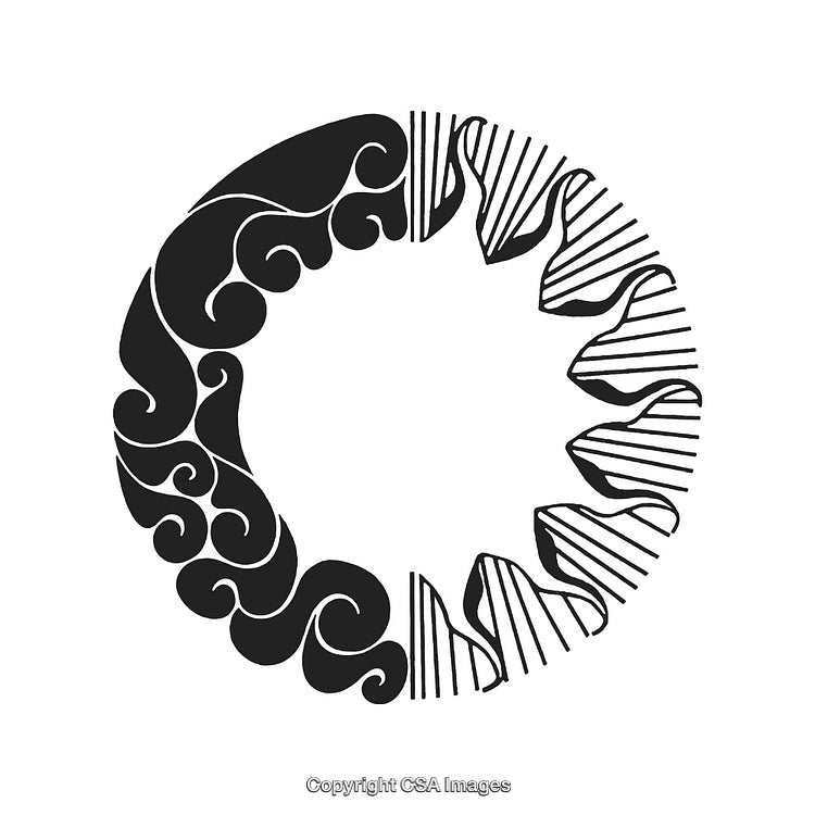 Abstract Black and White Circular Border Design with Artistic Patterns