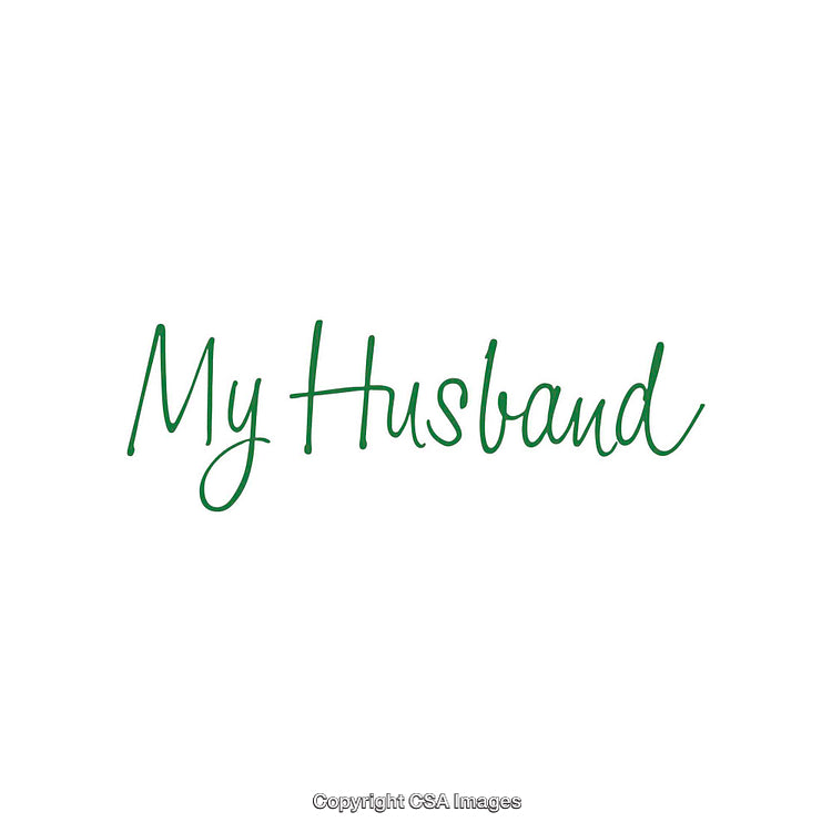 Elegant Green Calligraphy with the Words 'My Husband' on White