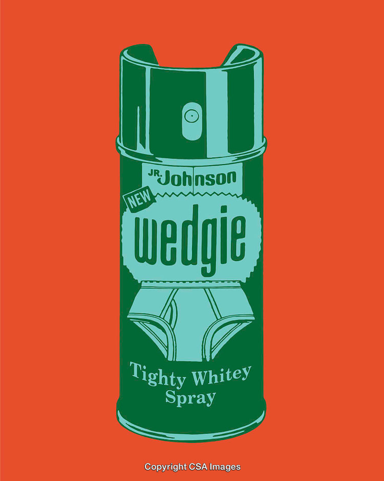Whimsical Line Art Illustration of a Spray Can with Humorous Labeling