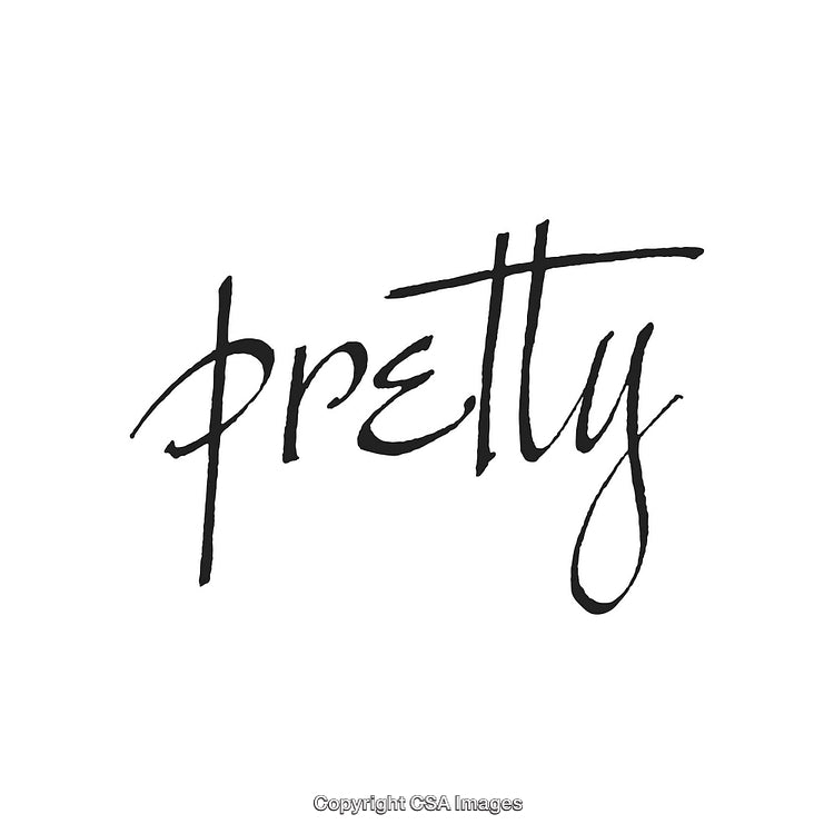 Black Brushstroke Typography Artwork Featuring the Word 'Pretty' on White Background