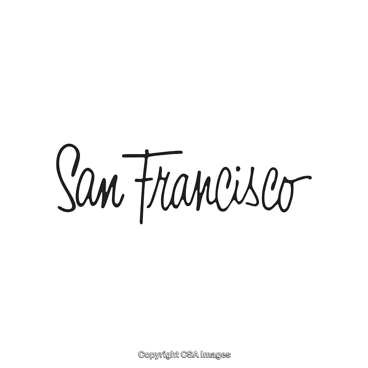 Handwritten Text 'San Francisco' in Stylish Script Font with White Background