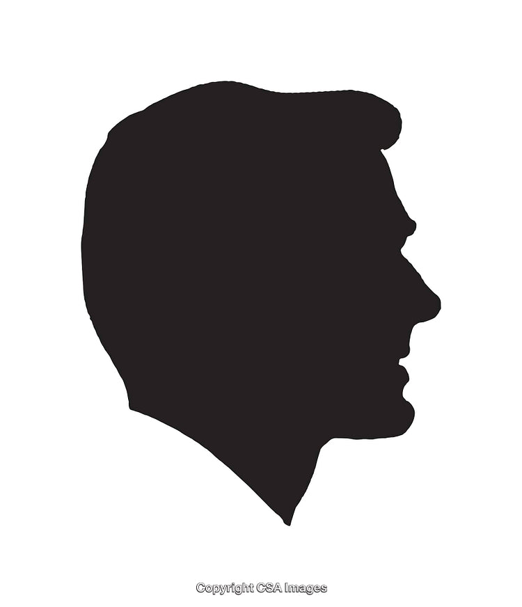 Silhouette Profile Illustration of Male Head Facing Right