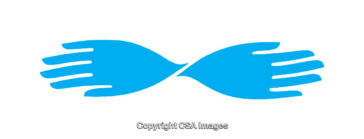 Abstract Blue Hands Twisting Icon Symbolizing Unity and Collaboration