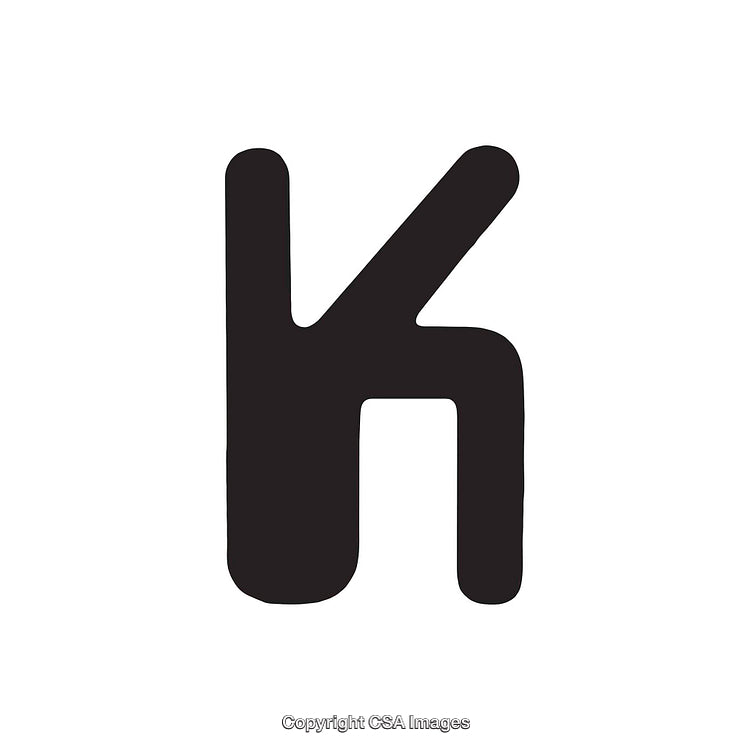 Bold Black Letter K on a White Background for Design