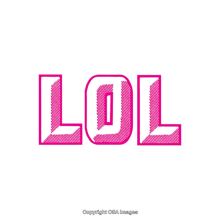 Bold Pink LOL Text Typography Art on Minimalist White Background