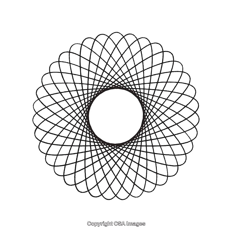 Black and White Geometric Circular Design with Intricate Symmetry