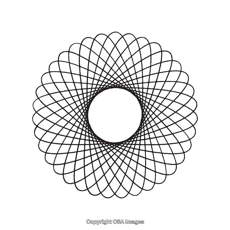 Black and White Geometric Circular Design with Intricate Symmetry