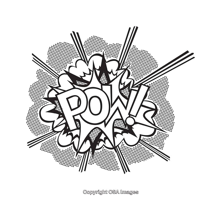 Black and White Comic Style Pow Explosion Vector Illustration