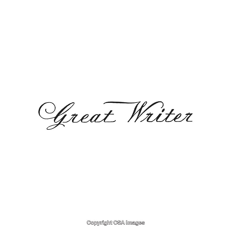 Elegant Black Handwritten Script of 'Great Writer' Text on White Background