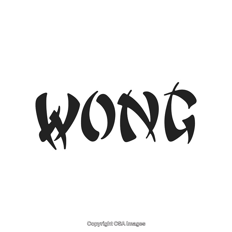 Stylized Artistic Text Logo Displaying the Word 'Wong' in Black