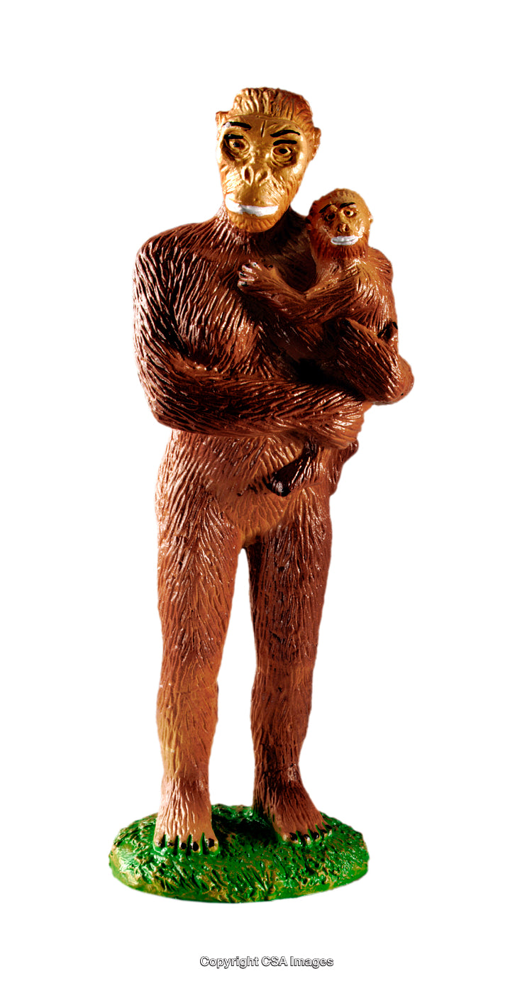 Detailed Plastic Ape Figure Depicting Parent and Child Relationship