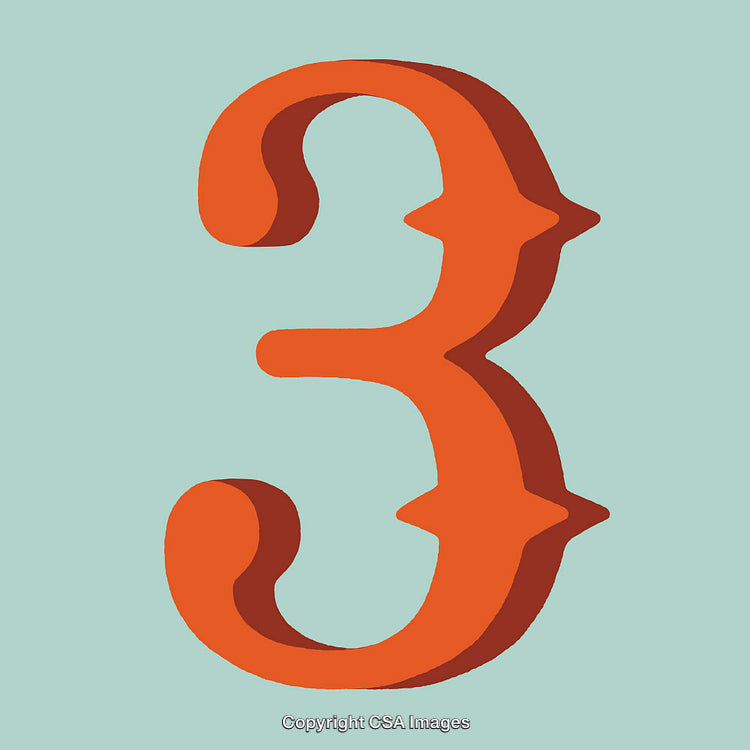 Vibrant Stylized Number Three on a Light Blue Background