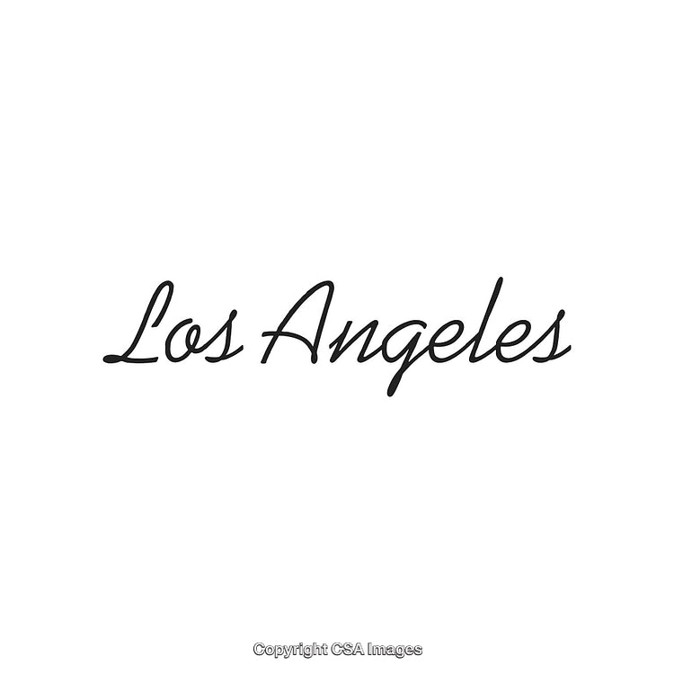 Elegant Handwritten Script of Los Angeles on White Background