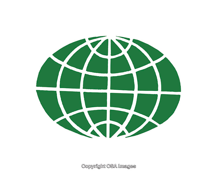 Green Globe Icon on a White Background