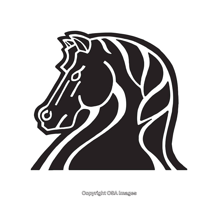 Elegant Black and White Illustration Featuring a Horse in Line Art Style
