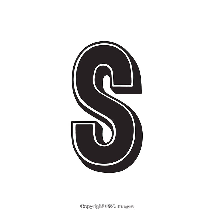 Illustration of a Bold Black Letter S on White Background