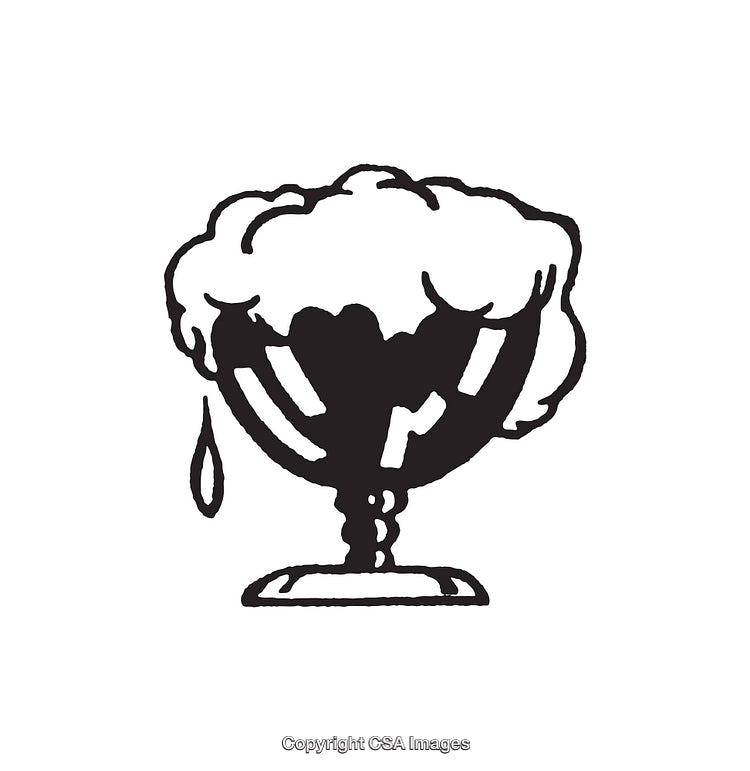 Black and White Line Art of a Symbolic Chalice