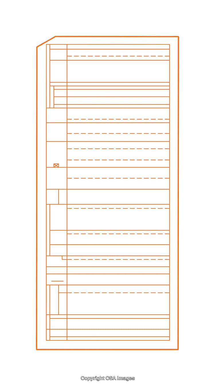 Abstract Orange Line Drawing Diagram of a Rectangular Object Structure