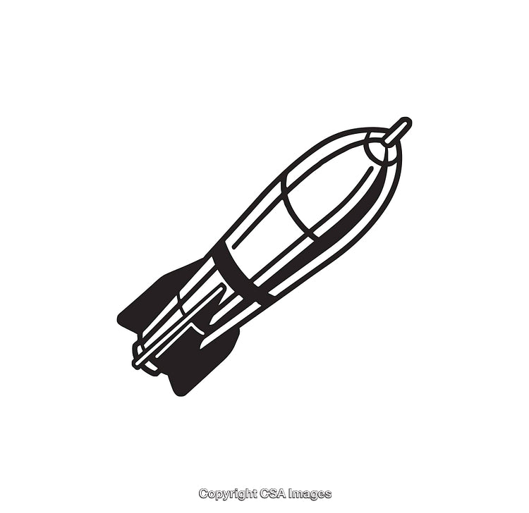 Simple Black and White Rocket Illustration for Design Projects