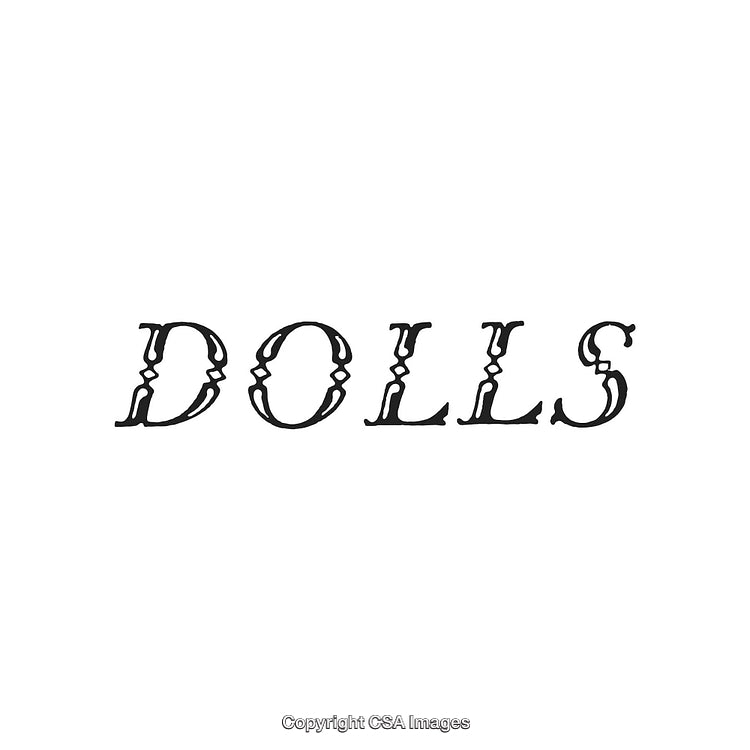 Elegant Black and White Typography Displaying the Word Dolls in Stylish Font