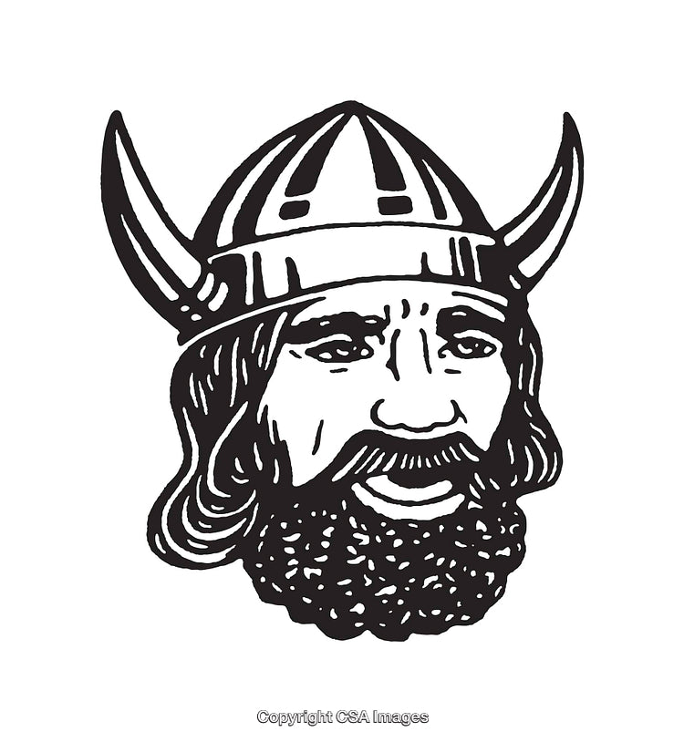 Black and White Line Art Drawing of a Viking Warrior Illustration