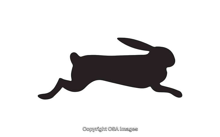 Silhouette of a Running Bunny Icon in Black and White