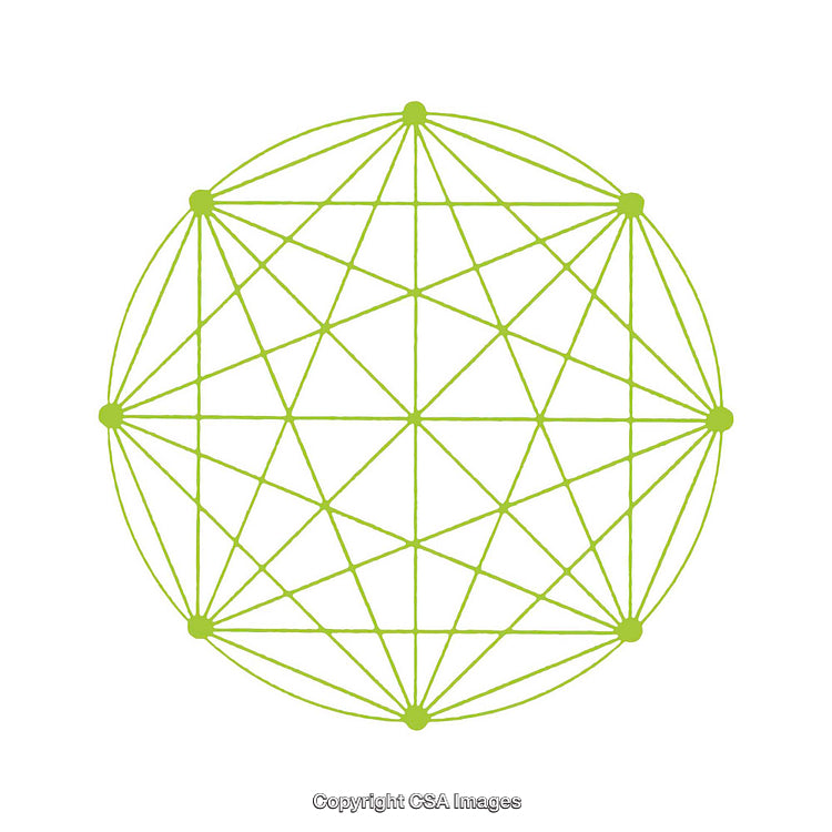 Geometric Network Diagram in Minimalistic Design on White Background