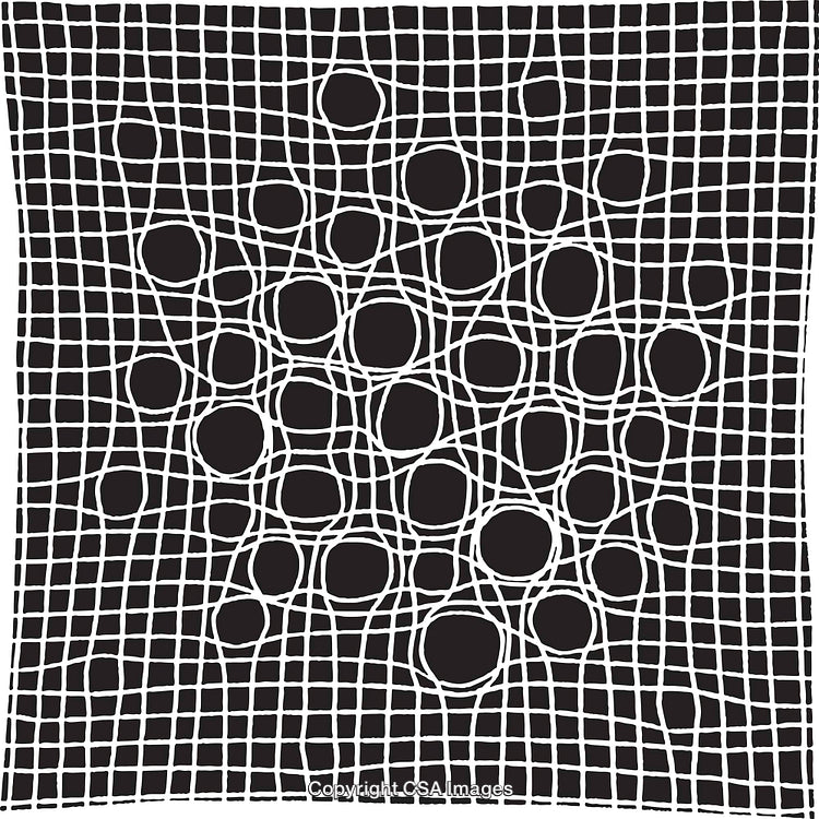 Abstract Black and White Geometric Pattern With Circular and Grid Shapes