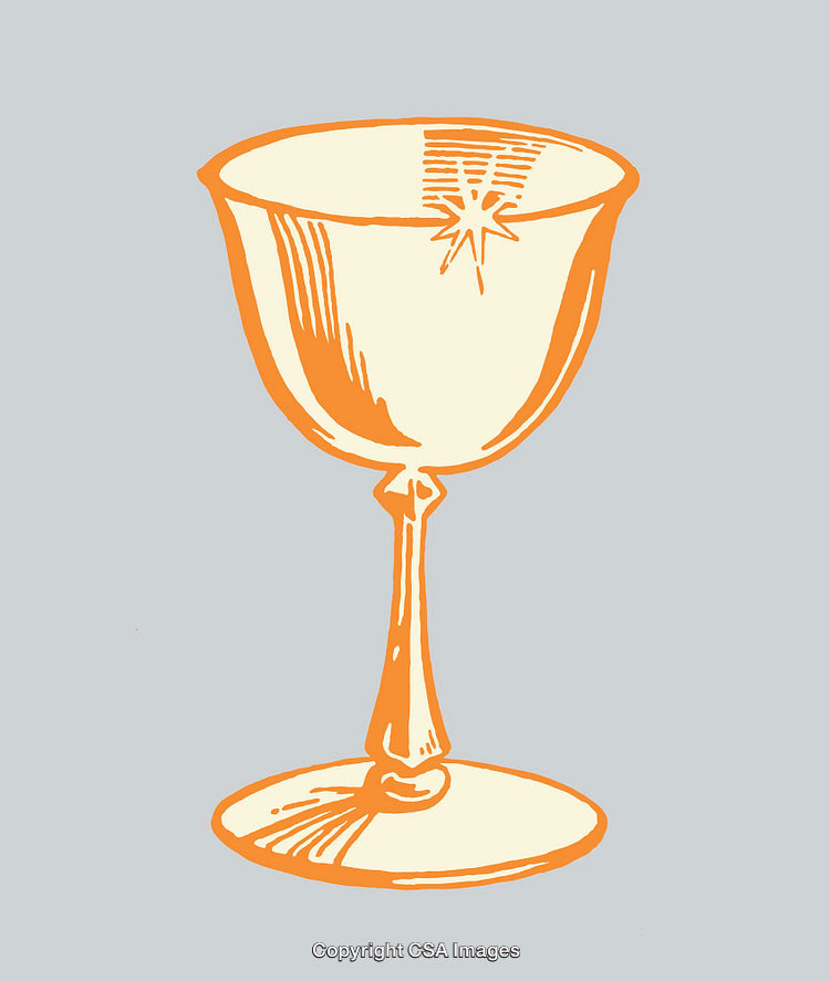 Vintage Style Orange Goblet Line Art Illustration on Gray Background