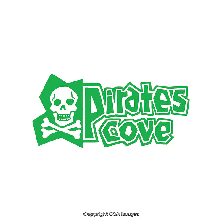 Green Pirate-Themed Logo with Skull and Crossbones for Unique Branding