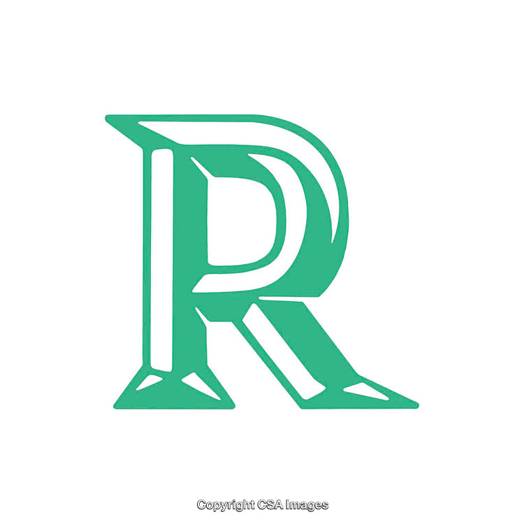 Stylized Green Letter R on a White Background with Modern Design