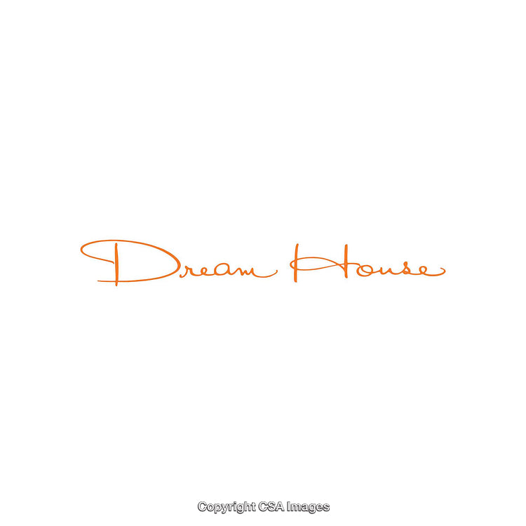 Elegant Orange Script Typography Reading 'Dream House' on White Background