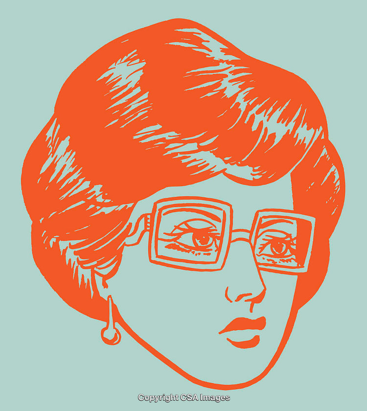 Stylized Portrait Illustration of Woman with Glasses in Vibrant Colors