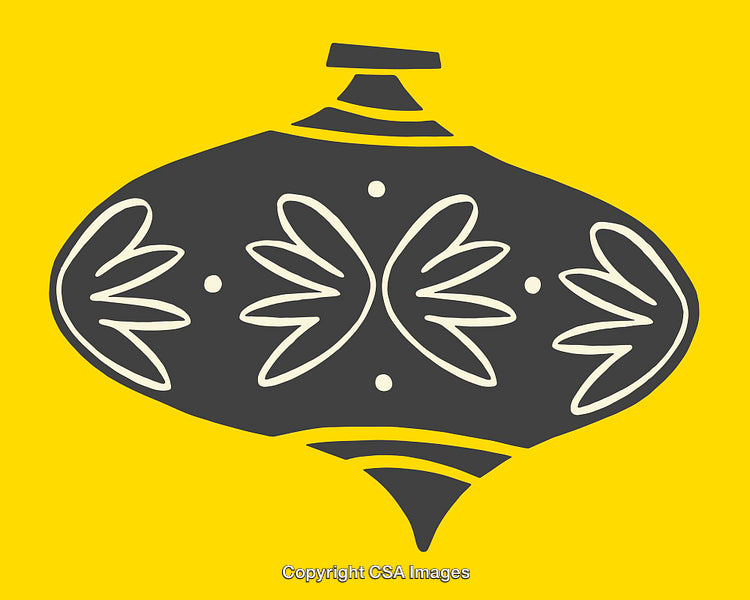 Colorful Line Art Design of Ornamental Shape on Yellow Background