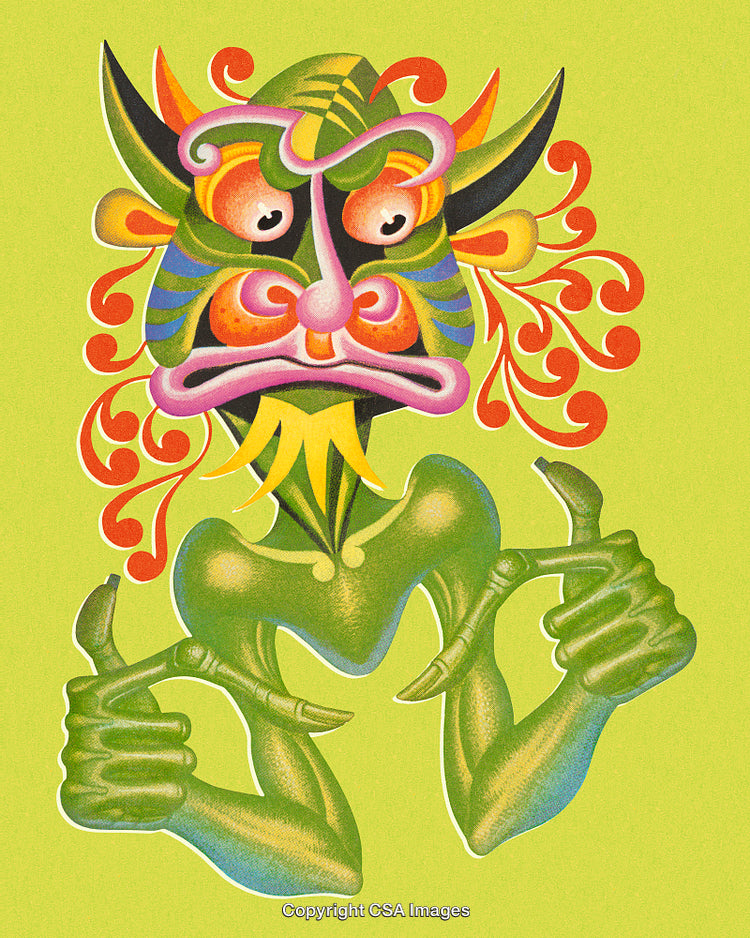 Colorful Abstract Illustration Featuring a Decorative Mythical Creature