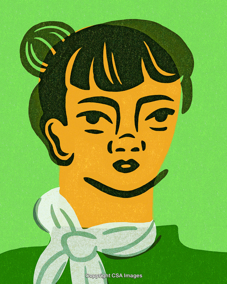 Colorful Abstract Portrait of a Woman with a Green Background