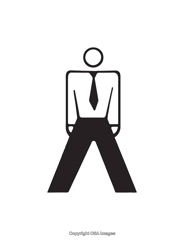 Minimalist Black and White Icon of a Businessperson Standing Confidently
